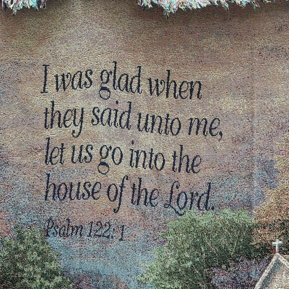 THE MANUAL WOODWORKERS AND WEAVERS PSALM 122:1 Tapestry Throw 50x60 NWT - Picture 2 of 4